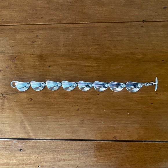 NIELS ERIK STERLING SILVER MODERNIST LINK TOGGLE BRACELET size 7” - Picture 3 of 8